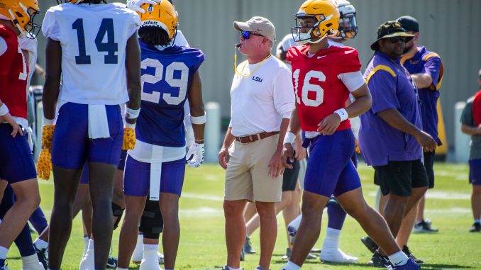 Brian Kelly, LSU head coach, on day 1 of practice in 2024