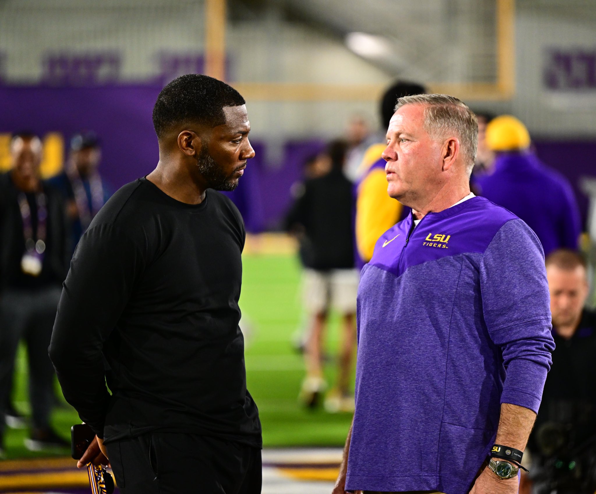 Watch LSU football coach Brian Kelly says he’s not focused on filling